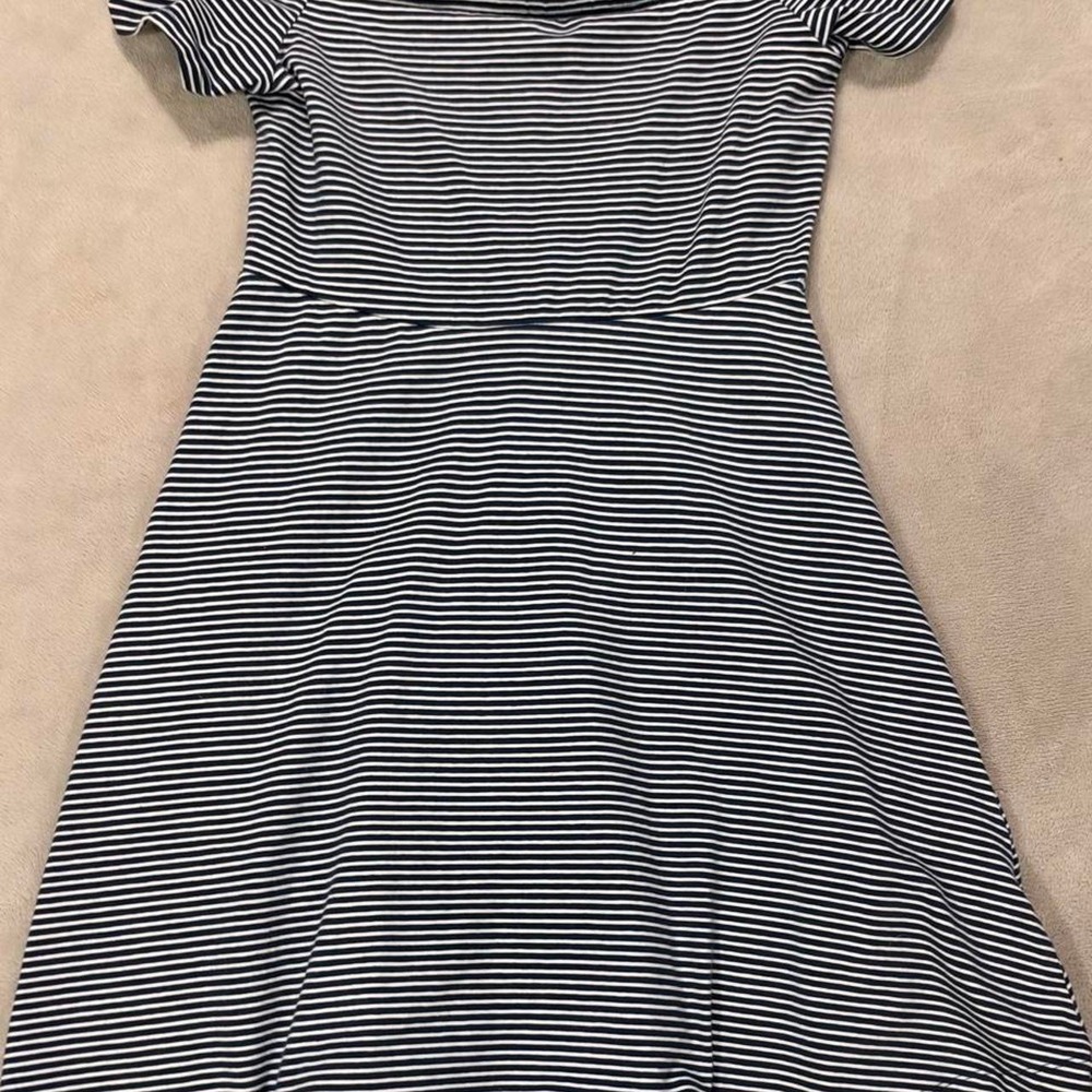 Old Navy Womens Navy White Striped Off The Shoulder Dress Small Fit & Flare